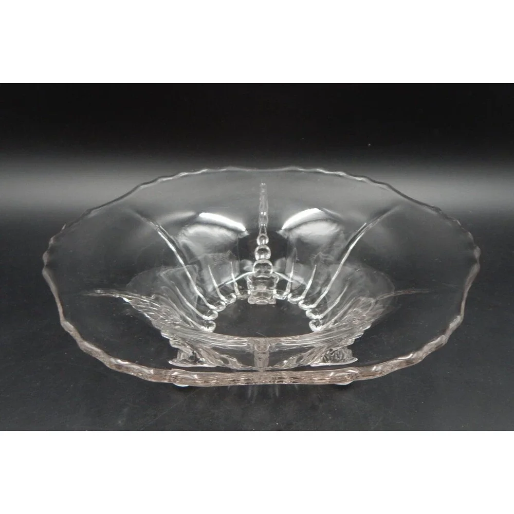 New Martinsville Radiance Clear Three Toed Footed Serving Bowl 10 3/4 Console